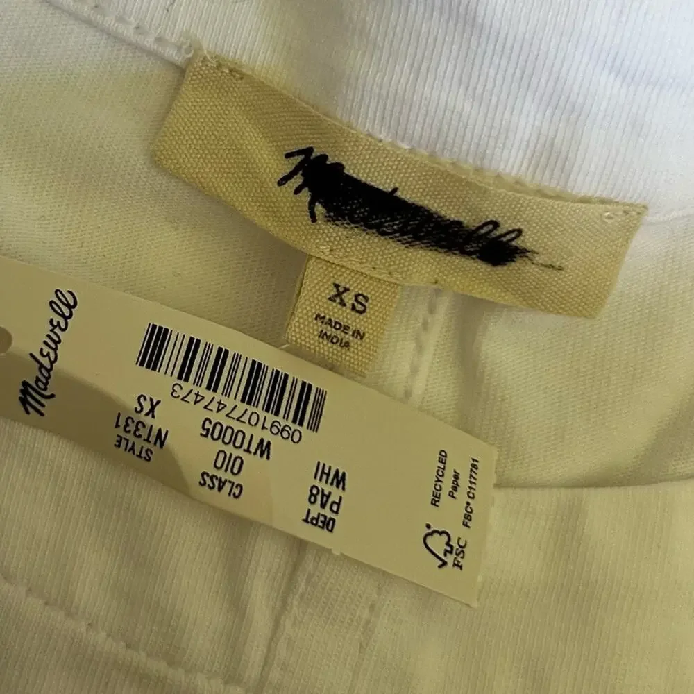 NWT Madewell White‎ Puff Sleeve Tee Size XS